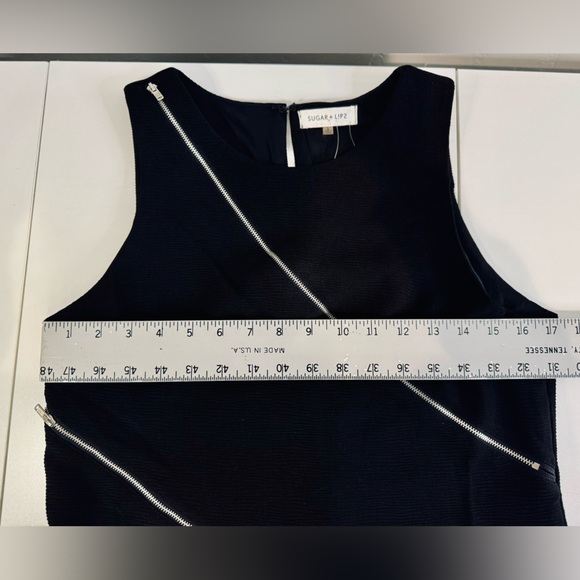 Sugar Lips Sleevless Dress With Zipper Accent Sheath Stretch Black SZ LARGE NWT - Picture 7 of 13